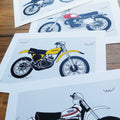 Blue Vintage Motocross Motorbike Art Print