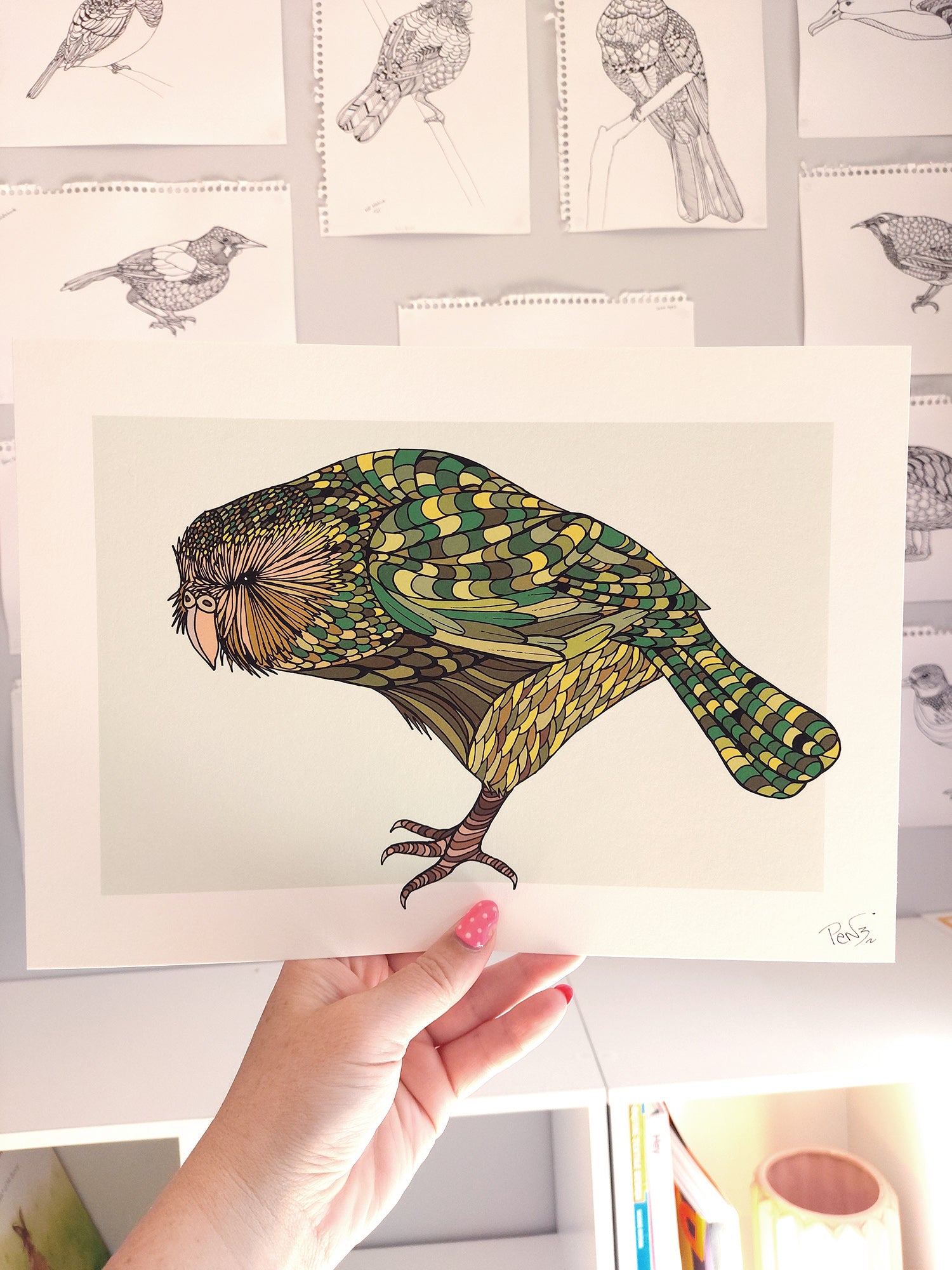 Kakapo Green Art Print