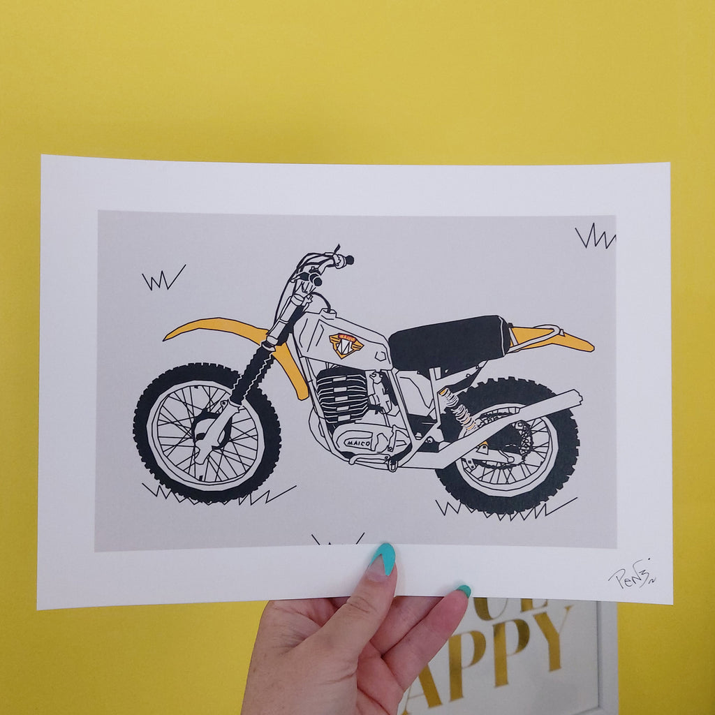 Yellow Grey Vintage Motocross