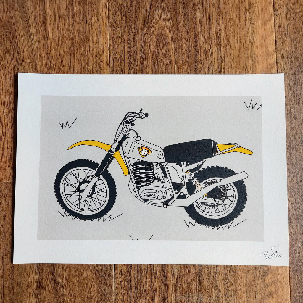 Yellow Grey Vintage Motocross