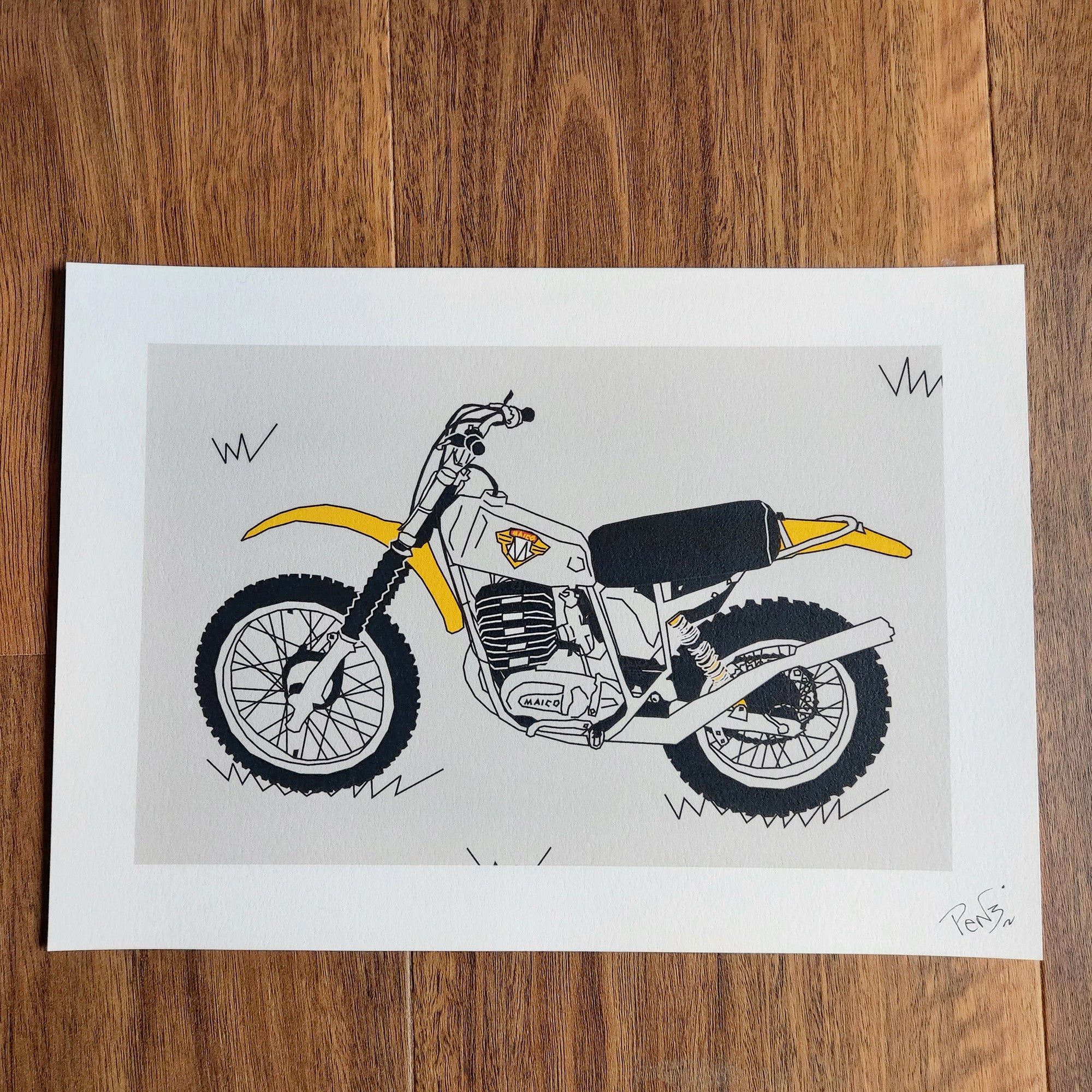 Yellow Grey Vintage Motocross