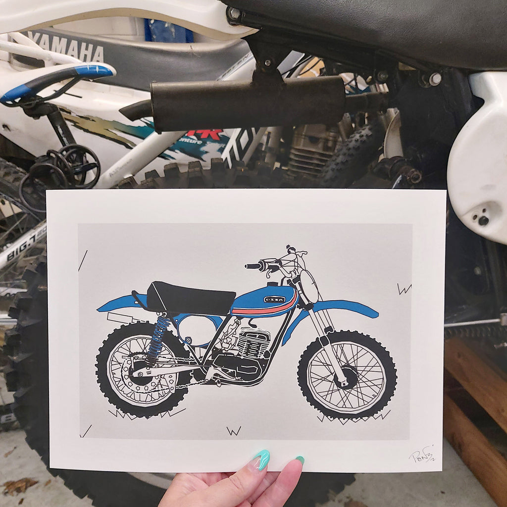 Blue Vintage Motocross