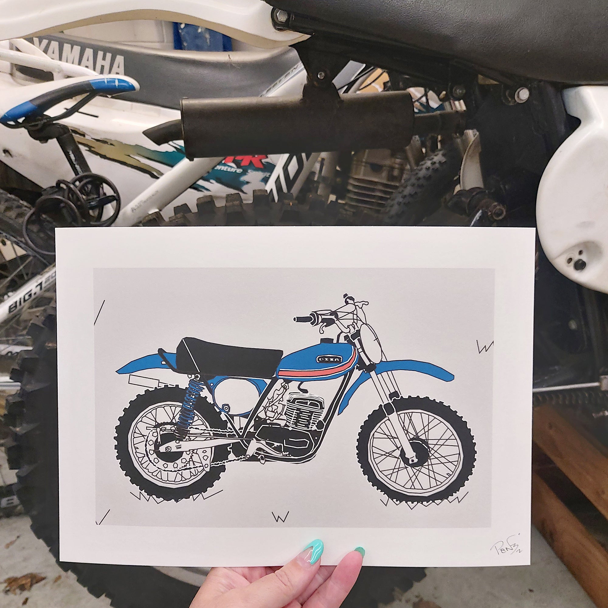 Blue Vintage Motocross